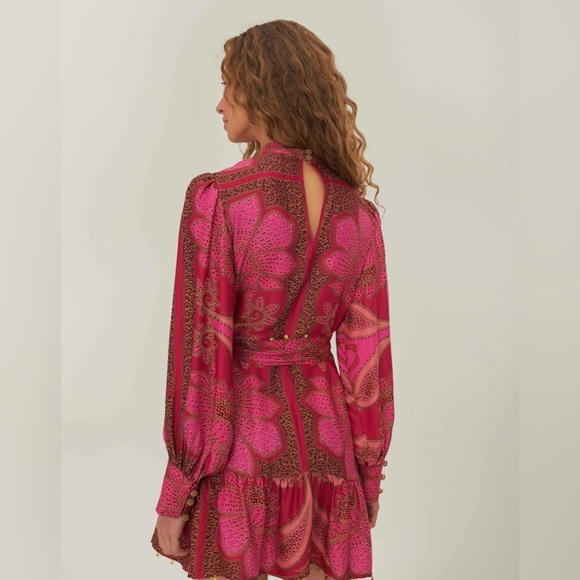 FARM Rio NWT Pink Floral Glam Scarf Lenzing™ Ecovero™ Mini Dress - Picture 4 of 6